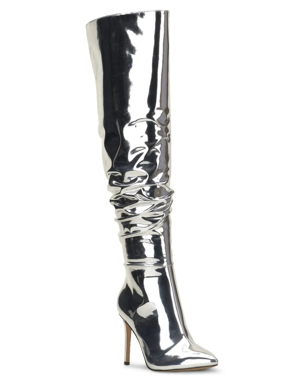 BRAND NEW Silver INC Womens Iyonna Patent Slouchy Over-The-Knee Boots Size 5.5